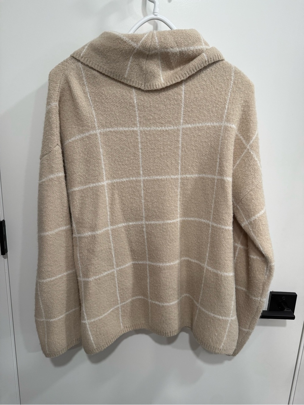 böhme Knit Pullover Sweater, Beige White Cowl Neck, L